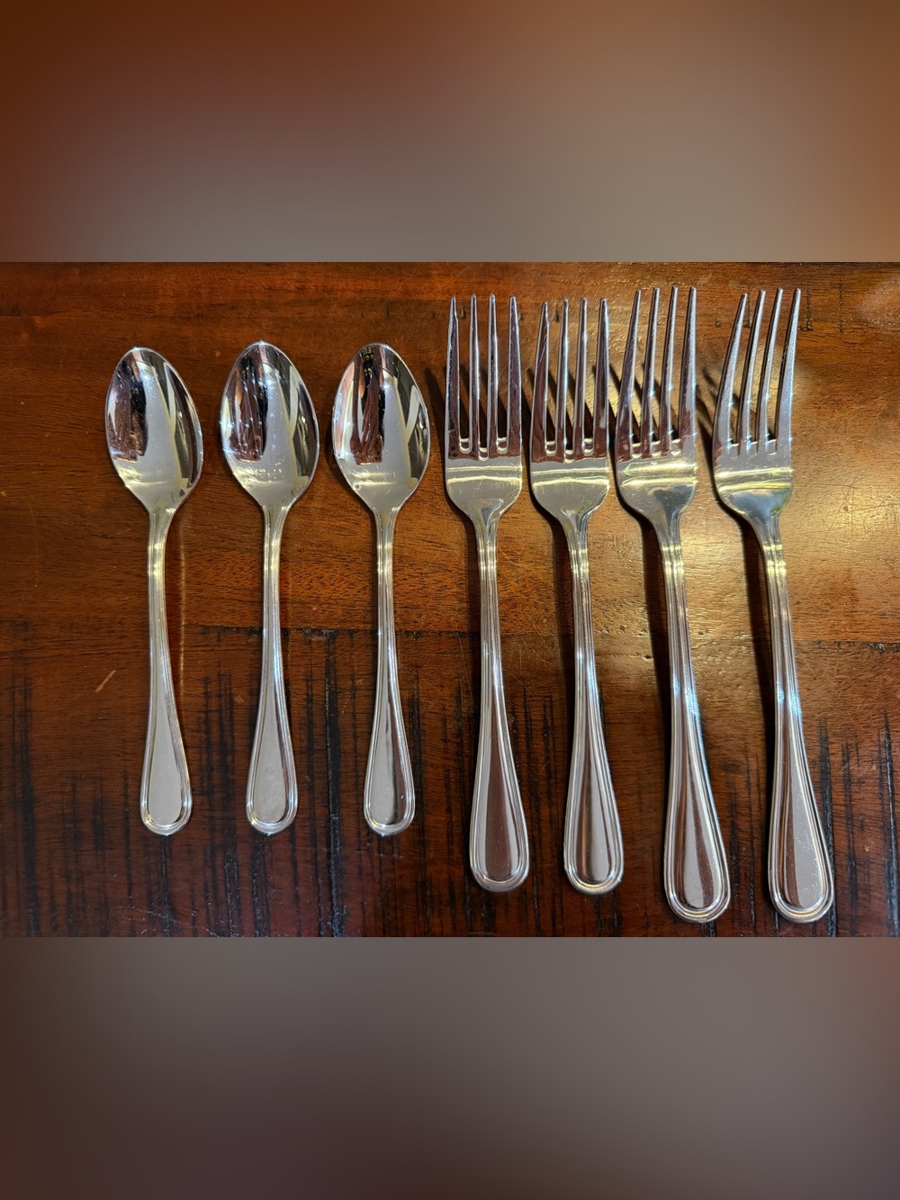 Wallace ROYAL THREAD 18/10 Stainless Steel Flatware Lot - 4 Forks 3 Spoons